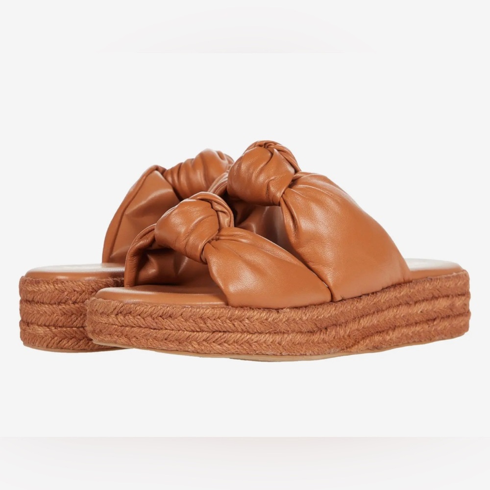 FARYL - Tania - Toffee Brown Platform Slip On Sandal Puffer Knot Straps …